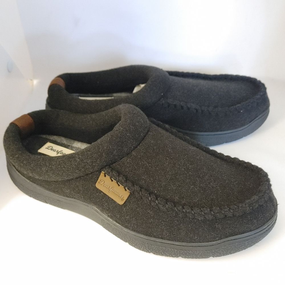 Dearfoams Memory Foam Wool Blend Gray Grey Slippers M 9-10